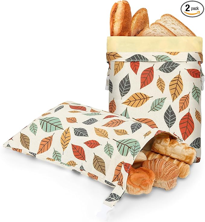 Beeswax Bread Bags for Homemade Bread,Reusable Beeswax Bags for Sourdough, 2 Pack Cotton Linen Food Storage Bag to Keep Fresh - Easy to Clean Organic Beeswax Bag Extra Large 17x12 in