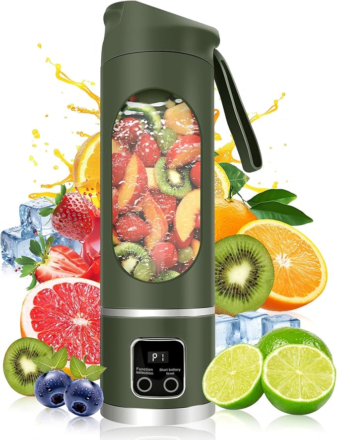 Portable Blender Personal Electric USB,500ML Portable juicer Shakes and Smoothies Blender,Small Blenders,Mixing,Compact、Convenient and Versatile (Green)