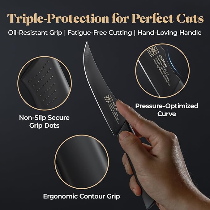 Steak Knives Set of 8, 4.7 Inch Dishwasher Safe Non Serrated Dinner Knives, Razor Sharp for Precise Cutting, Non-Stick Blade & Non Rust, Easy to Maintain Ideal for Home Restaurant Party