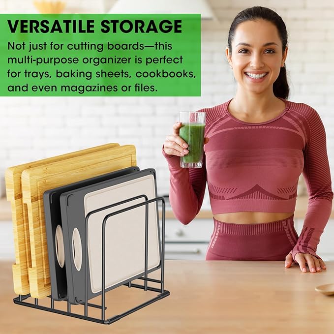 5-Tier Dish Rack & Cutting Board Organizer – 5-Tier Metal Rack for Cutting Boards, Bakeware, Trays – Space-Saving Kitchen Storage, Rust-Resistant Dish Organizer for Cabinets, Countertops & Pantry