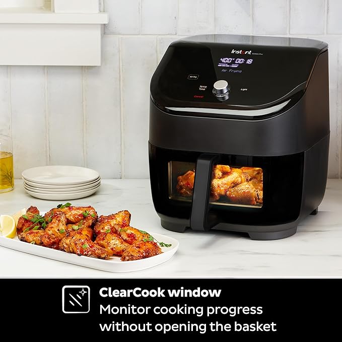 Instant Pot Vortex Plus 6QT ClearCook Air Fryer, Clear Windows, Custom Program Options, 6-in-1 Functions, Crisps, Broils, Roasts, Dehydrates, Bakes, Reheats, from the Makers of Instant Pot, Black