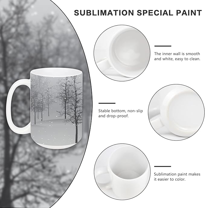Sublimation Mugs Blank 15 oz White Ceramic Coffee Mugs Bulk for 24 pcs White Blank Coated Cup for Coffee,Latte, Soup, Milk, Hot Cocoa DIY Mug