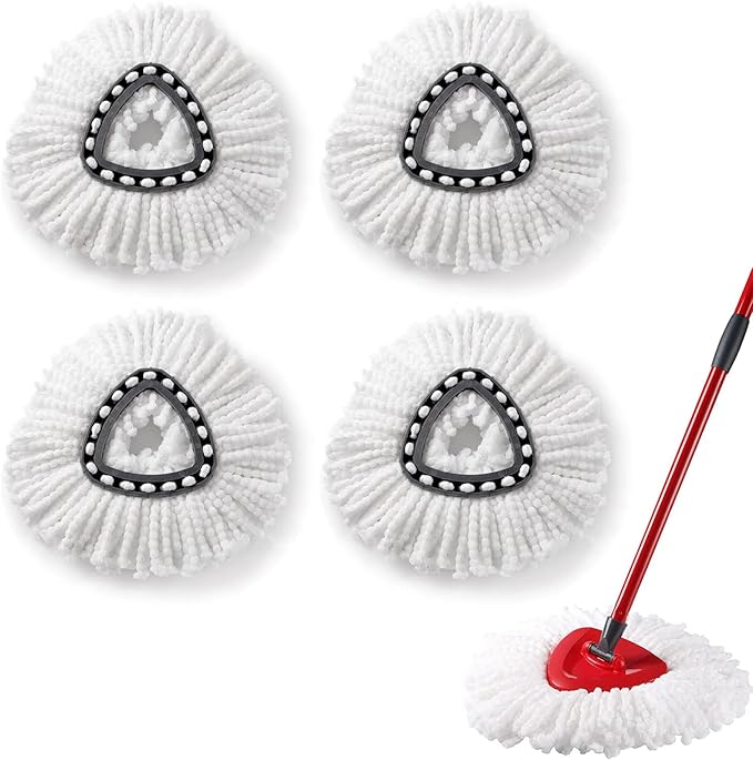 4 Pack Spin Mop Replacement Heads, Microfiber Spin Mop Refills, Easy Cleaning Mop Replace Heads for Floor Cleaning