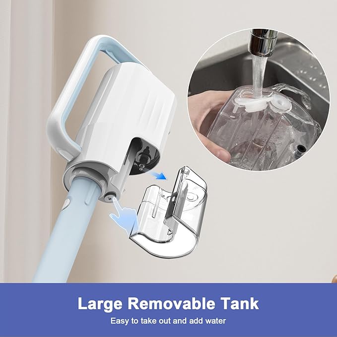 Steam Cleaner, 6 in1 Rotated Steam Mop Cleaner with 2 Modes, 2 Microfiber Pads, 400ML Removable Tank, 23FT Power Cable, Detachable Steam Mops for Floor, Laminate Floor, Tiles Cleaning (Light Blue)