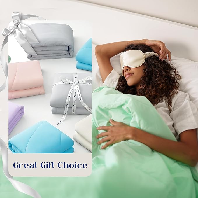 Dream Valley®Outlast®Deepsleep Cooling Comforter, King Size, NASA-Grade Space Technology Cooling Blanket for Hot Sleepers Night Sweats, Q-Max > 0.45 Aerocool™Breathable, Mint Macaron, 106"x90"