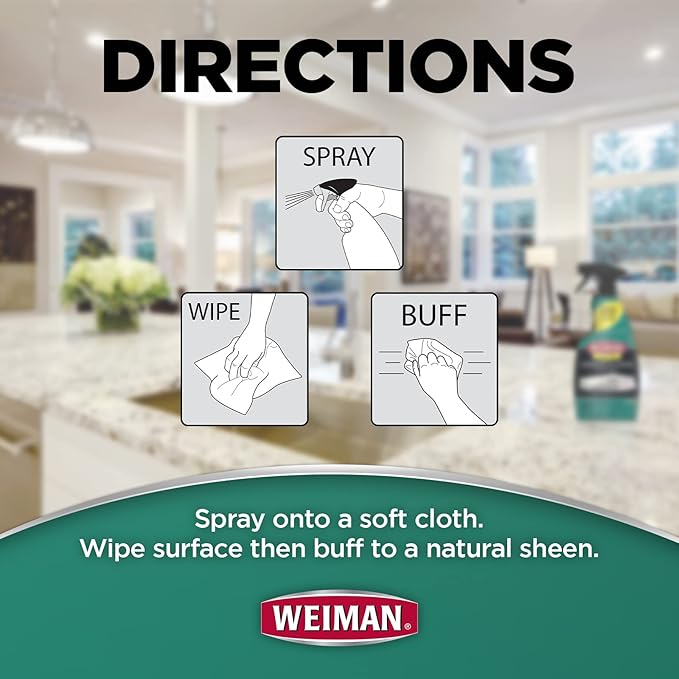 Weiman Disinfecting Granite Cleaner and Polish - 64 Ounce (2 Pack) Safely Cleans and Shines Granite Marble Quartz Quartzite Slate Limestone Corian Laminate Tile Countertop