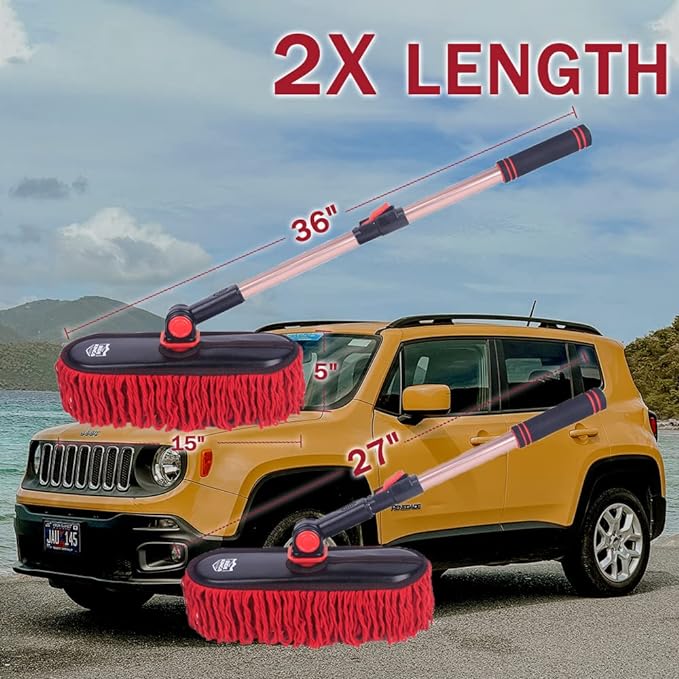 Car Duster Exterior,Scratch Free Soft Brush Kit for,Truck,SUV,RV and Motorcycle,Wax Cotton Hair, Extendable Handle,Car Feather Duster,No Lint,Gifts for Men Women