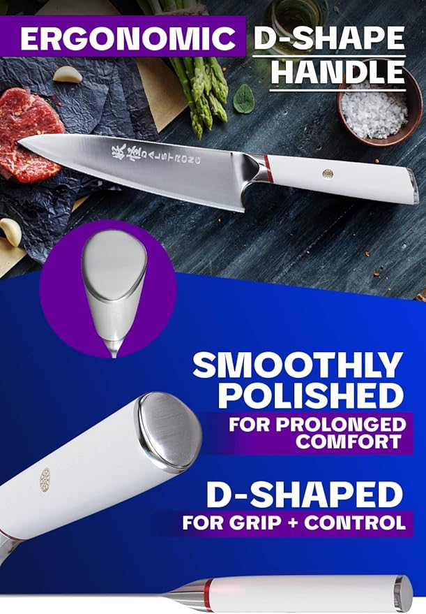 Dalstrong Chef Knife - 8 inch - Phantom Series - Japanese High-Carbon AUS8 Steel Kitchen Knife - White G10 Handle - Cooking Knife - w/Sheath