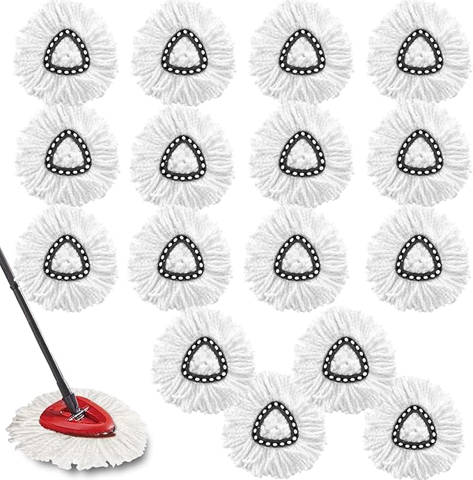 16Pack Spin Mop Replacement Heads for O Cedar, 100% Microfiber Mop Head Replacement Fits Triangle Mop Replace, Easywring 1-Tank System, 360 Degree Spin Refill for Easy House Cleaning Floor Mopping