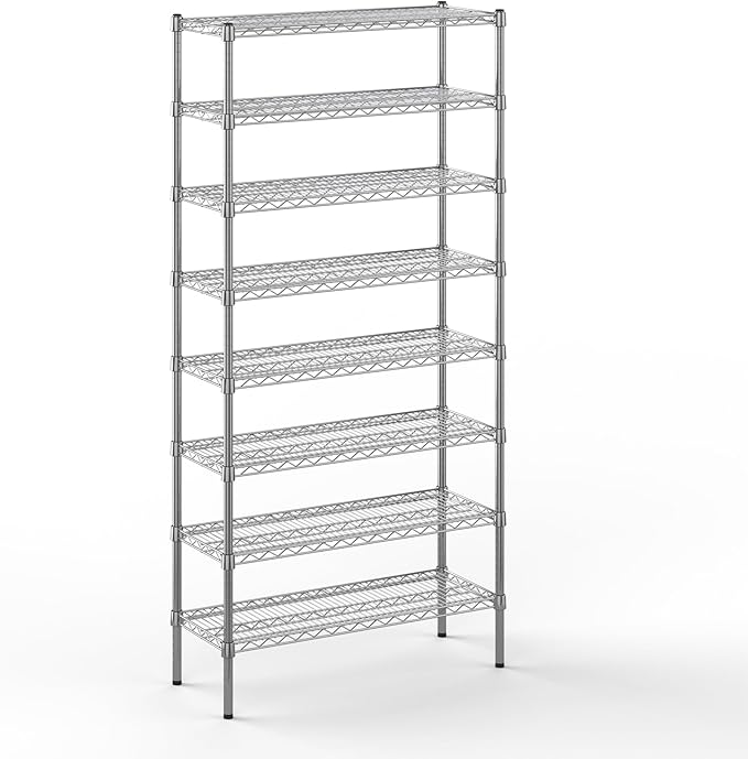 14" Deep x 36" Wide x 74" Height Wire Shelving Kit | 8-Tier | NSF Commercial Storage Rack Unit