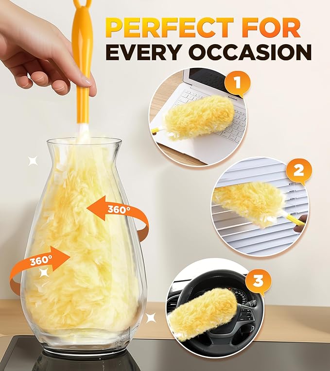 30 Count Heavy Duty Duster Refills for Swiffer, Multisurface 360° Larger Size Dusters with 4X Microfibers, Unscented Disposable Dusters for Cleaning Home, Blinds, Fans, Corners (Only Duster)
