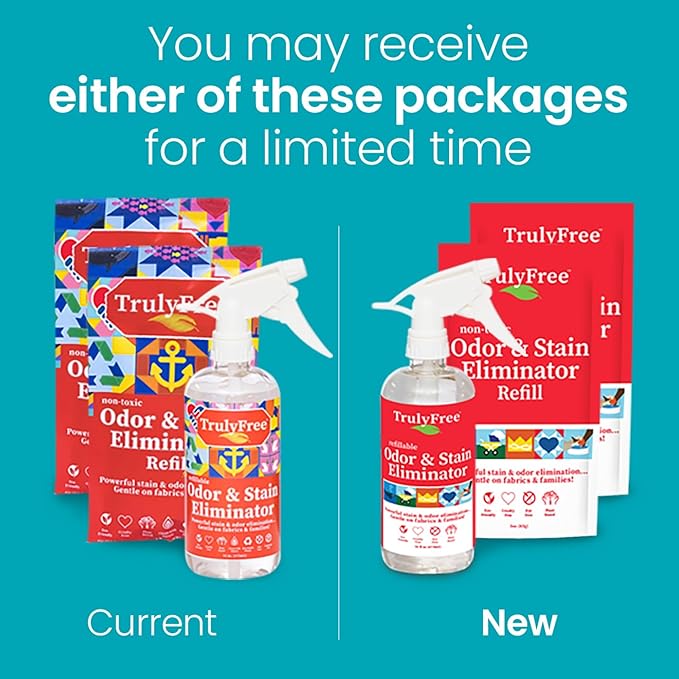 Multi-Purpose Odor & Stain Eliminator, Pet Odor Eliminator for Home & Stain Remover for Carpet, Couch, Rugs & More, Upholstery Deodorizer, Includes 1 Empty Bottle Spray & 2 Refill (3 oz ea)