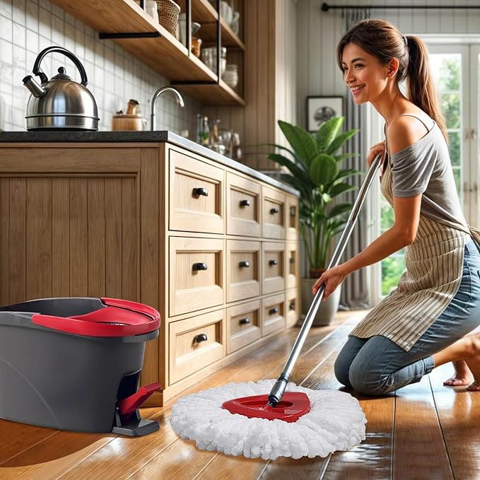 6 Pack Mop Heads Replacements for O-Cedar, Mop Replace Head Refills, Easywring Spin Mop Heads Replacements, Easy-to-Replace, Microfiber, Machine Washable, Easy Cleaning, White