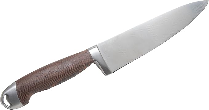 Mundial Nobilis 8” Chef Knife – Tempered Stainless Steel Blade, Textured Wood Handle, Forged for Durability, Sharp Precision Slicing, Ideal for Meat Cutting
