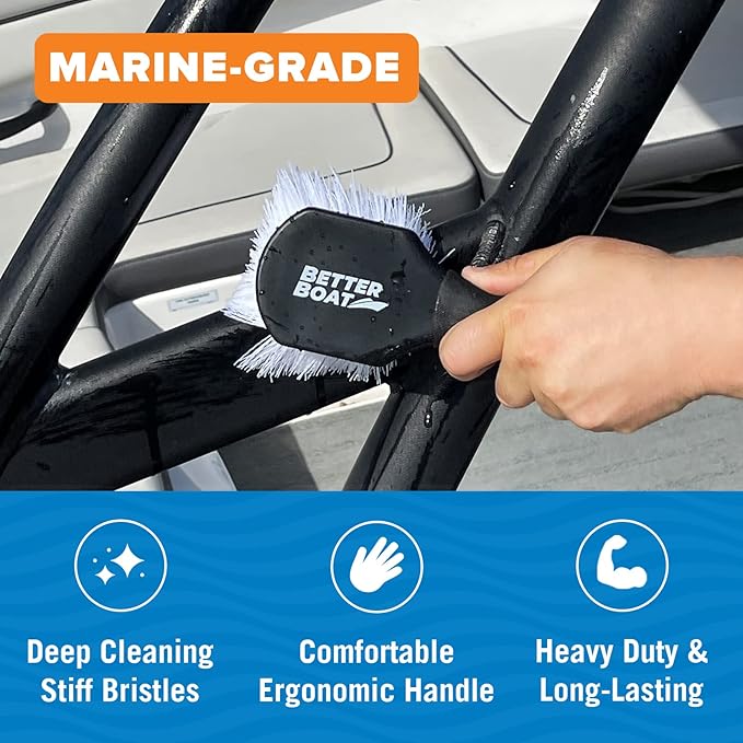 Stiff Hand Scrub Brush, Short Handle Heavy Duty Tire and Wheel Cleaning Tool, Outdoor Boat Scrubber with Handle, Carpet Cleaner, All-Purpose Cleaning Brush