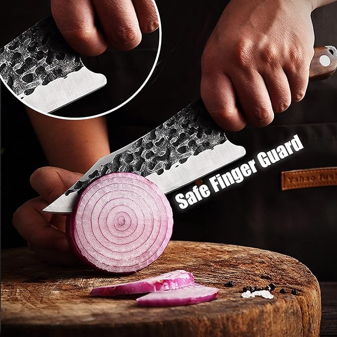 TOMBRO Huusk Japan Knife- Forged Viking Knives Sharp Boning knife Handmade Caveman Knife High Carbon Steel Butcher Knives with Sheath, Japanese Chef Knife for Kitchen, Camping, BBQ, fishing filet