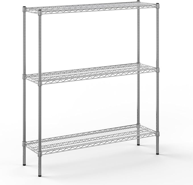 14" Deep x 48" Wide x 54" Height Wire Shelving Kit | 3-Tier | NSF Commercial Storage Rack Unit