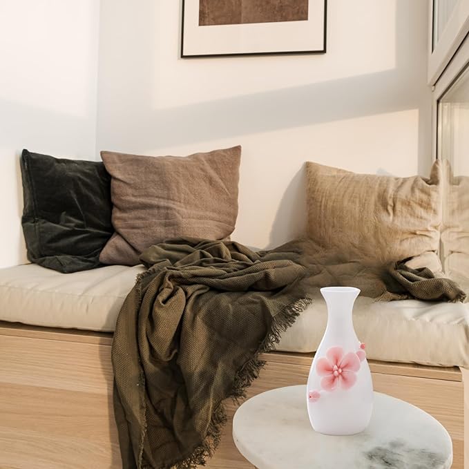 Handmade Ceramic Small vase Creative mini vase Home Decoration Ornament with 3D Floral Design (3D Flowers-Plum blossom1PCS)