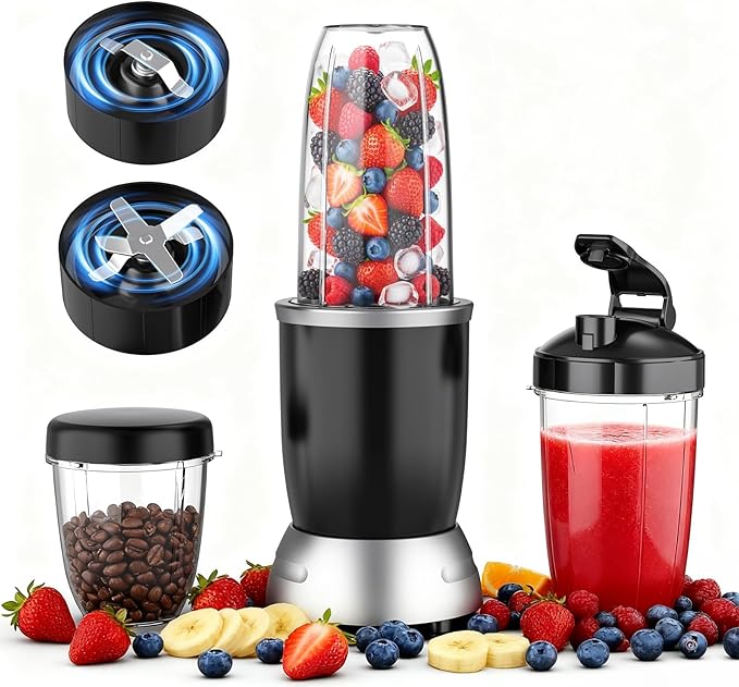 Smoothie Blender Maker 25000RPM Personal Blender for Shakes and Smoothies with 37oz 32oz 23oz Portable Cups Countertop blenders for kitchen, Frozen Drinks, Milkshake, Juice, Ice Crushing, Nuts