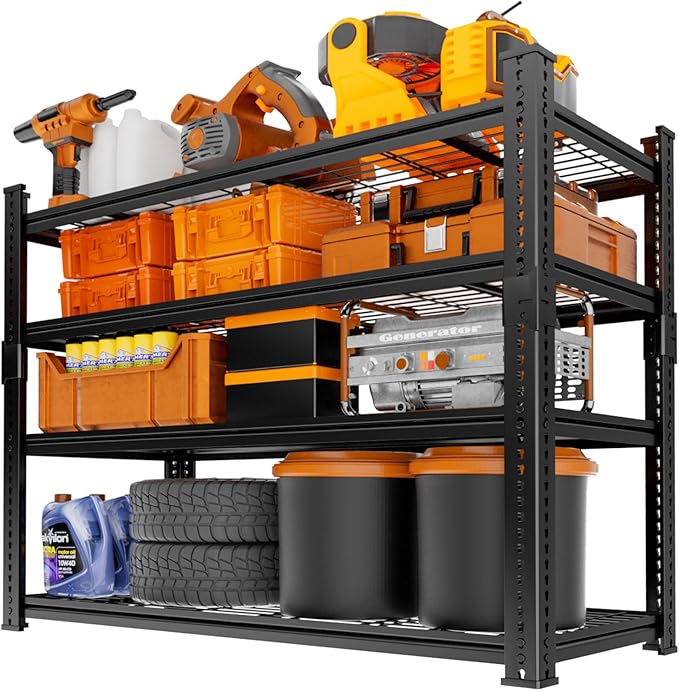 Storage Shelves Heavy Duty 4 PCS, 36"L x 16"W x 60"H Garage Wire Shelving Unit Loads 1920LBS, 4-tier Adjustable Metal Industrial Utility Shelf Rack for Kitchen, Laundry, Pantry, Warehouse, Basement