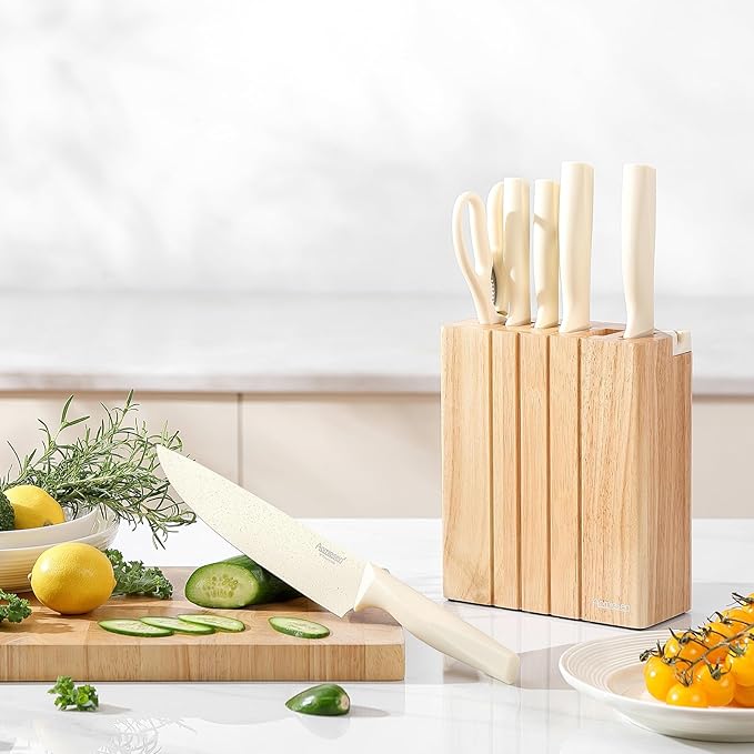 Premium Quality 8-Piece Knife Set with Block, Lightweight and Strong,  Ergonomic Handles for Home,Dishwasher Safe 