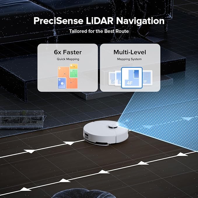 roborock Q10 X5+ Robot Vacuum and Mop Combo, Self-Emptying, 10,000Pa Suction, Obstacle Avoidance, LiDAR Navigation, Hands-Free Cleaning, No-Go Zones, Perfect for Carpet and Pet Hair, White