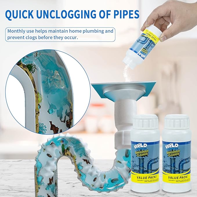 Wild Tornado Pipe Dredge,Powerful Sink Cleaner Powder Fast Foaming for Kitchen Toilet Pipeline Quick Cleaning Tool(4pcs)