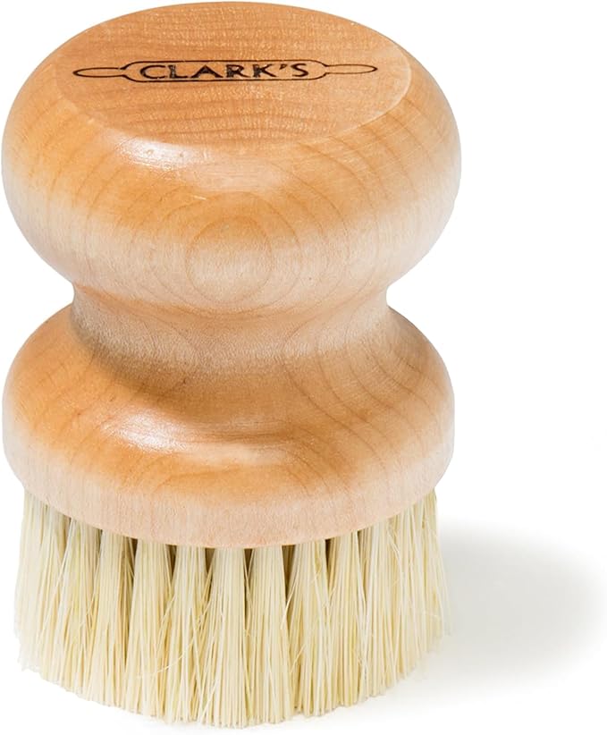 CLARK'S Cutting Board Oil Scrub Brush - Round Wood Applicator for Food Grade Mineral Oil and Wax on Wooden Bamboo, Cast Iron, and Utensils – Maple Construction – Kitchen Countertops Food Safe