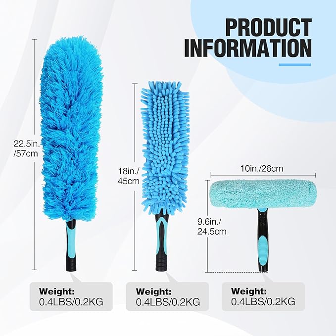 Lineslife Feather Duster,3 PCS Reusable Bendable Washable Cobweb Duster for Home Office Cleaning High Ceilings,Furniture,Roof