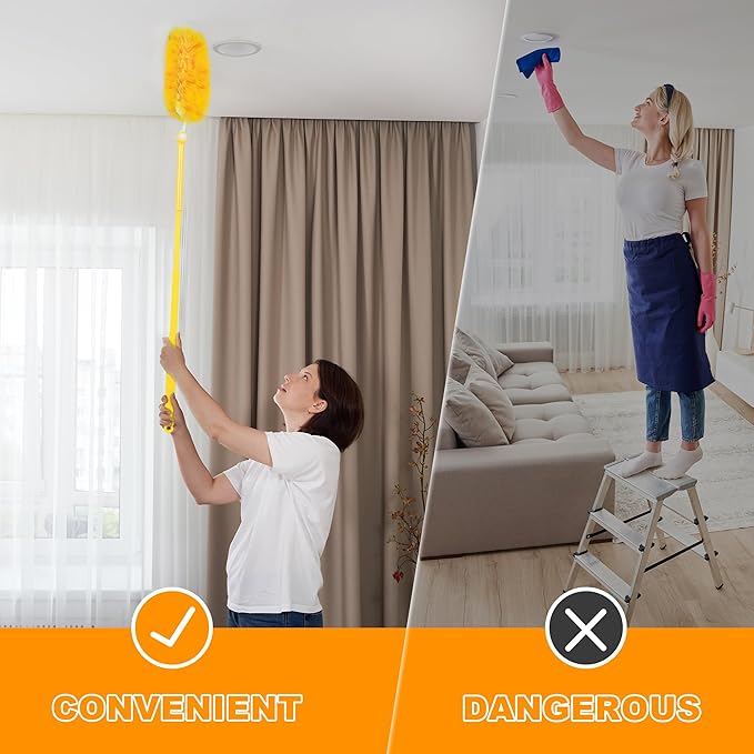 JEHONN Duster Refills for Swiffer 20 Counts, 360 Degree Heavy Duty Dusting Kit with 1 Extendable Handle + 1 Short Handle, Multi-Surface Dust Cleaning Tool for Blinds Bookshelf Furniture Electronics