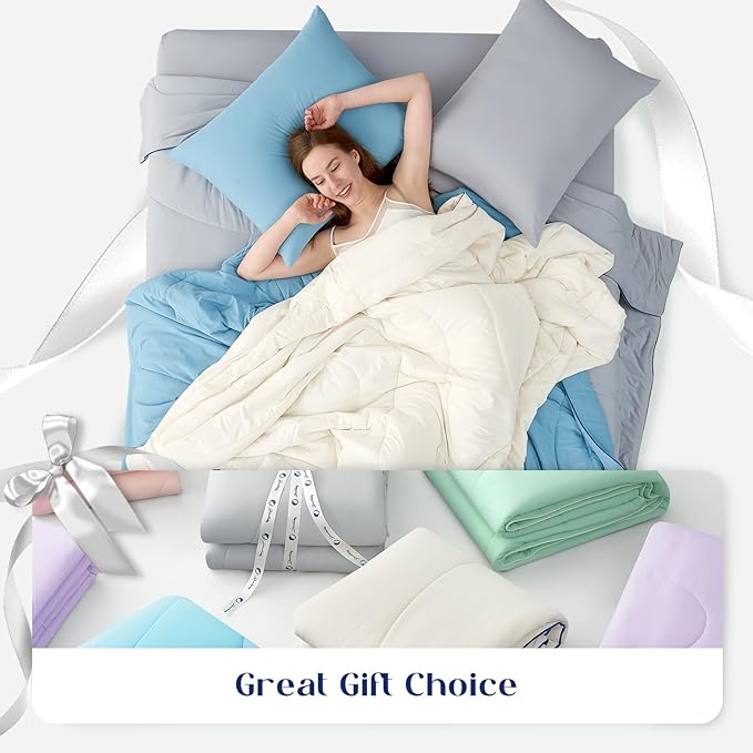 Dream Valley®Outlast®Cooling Comforter, All Season King NASA-Grade Technology Cooling Blanket for Hot Sleepers Night Sweats, Q-Max > 0.45 Aerocool™Light Grey, 106"x90"