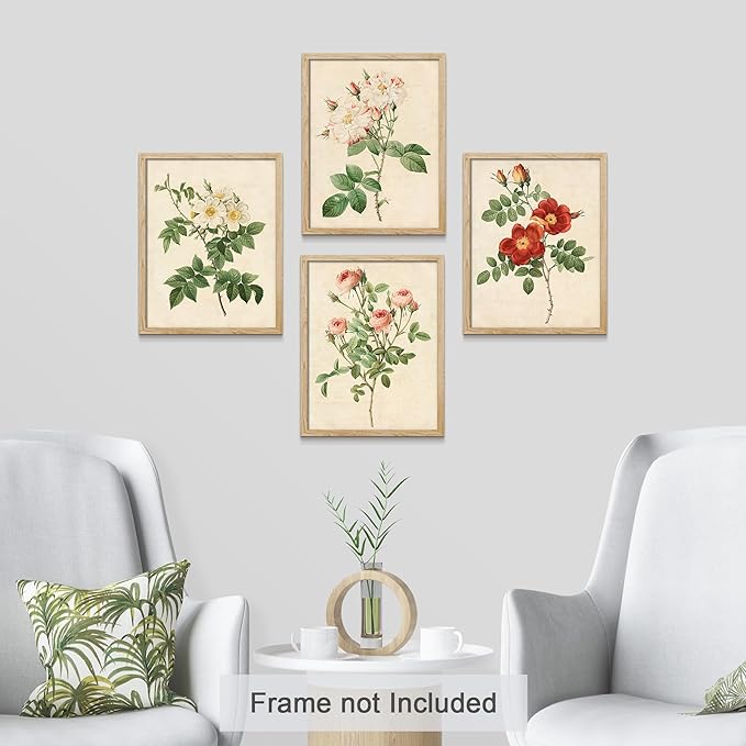 SIGNWIN Poster Bathroom Decor, Wall Art Room Decor Multicolor for Living Room, Bedroom, Office Vintage Colorful Wildflower Variety Nature Wilderness Plant Art Floral Botanical - 12"x16"x4