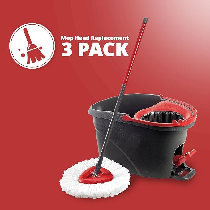 Mop Replace Head, 4 Pack Spin Mop Replacement Head Easywring 1-Tank System, Easy Cleaning, Microfiber, Machine Washable