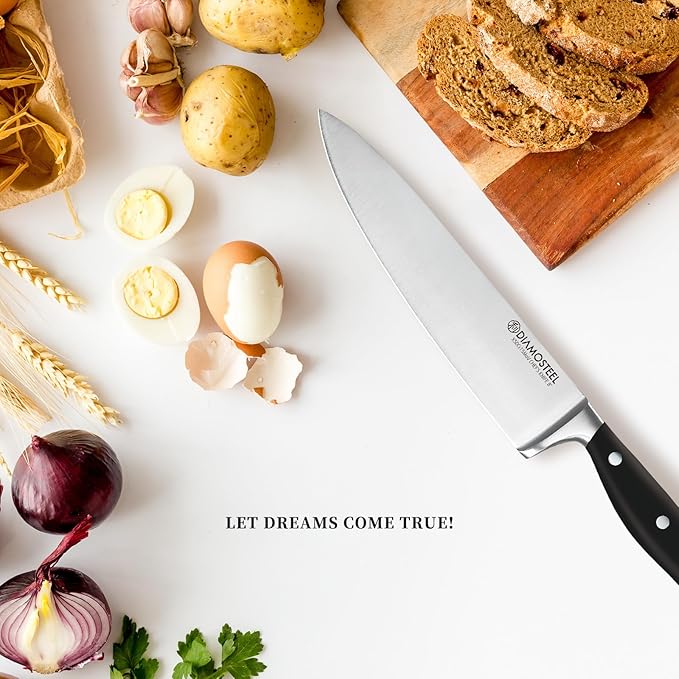 Chef's Knife, Premium 8-Inch Kitchen Knife 5CR15MOV High Carbon Stainless Steel with Ergonomic ABS Handle, Cooking Knife for Cutting, Slicing & Dicing, Ideal Presents for Any Occasion