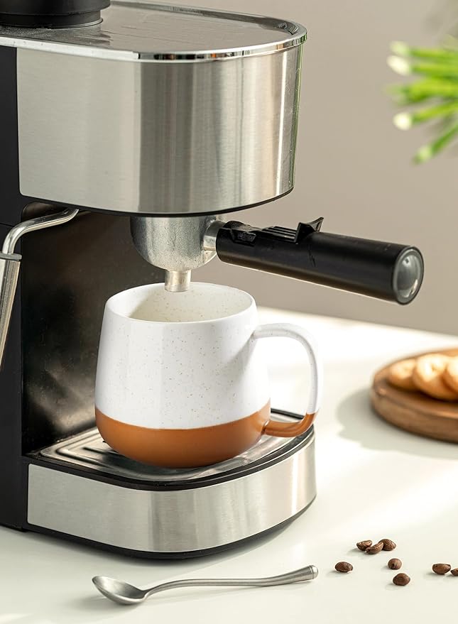 Teocera Ceramic Coffee Mug Set of 4-12 oz Coffee Mugs with Large Handles for Hot or Cold Drinks Like Latte, Cocoa, Tea or Juice - Smooth Ceramic, Dishwasher Safe, Beige