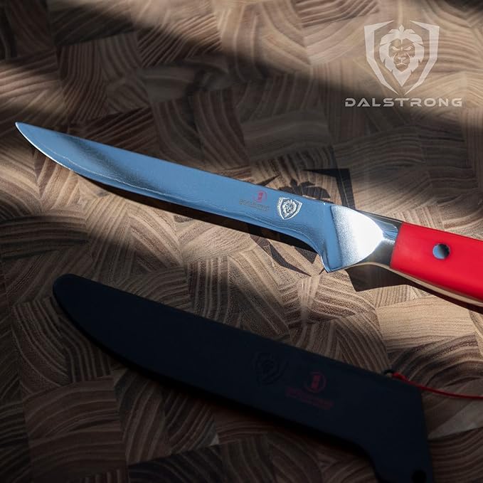 Dalstrong Boning Knife - 6 inch - Shogun Series - Japanese AUS-10V Super Steel Knife Gift- Vacuum Treated- Crimson Red ABS Handle - Razor Sharp Fillet Knife - Meat Cutting, Carving, Trimming w/Sheath