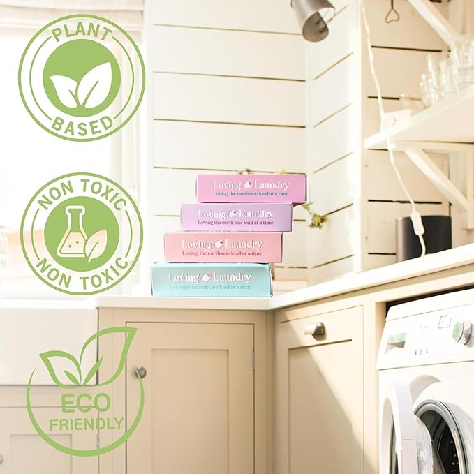 Clean Eco Friendly Dryer Sheets + Fabric Softener | Plant Based, Non Toxic, Healthy, Chemical Free, Long lasting Scent | Soften & Removes Static | 40 Sheets (LOVING LAUNDRY)