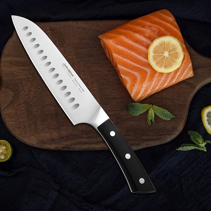 JARVISTAR Professional 7 Inch Chef's Santoku Knife, Ultra Sharp Vegetable Kitchen knife German Forged Steel, All-Purpose Nonstick Blade for Home Cooking Cutting Food