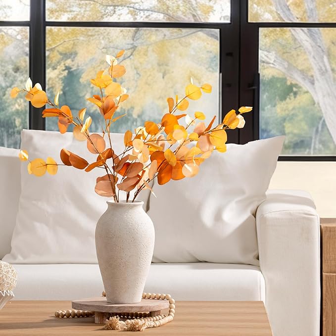 Ceramic Flower Vase Home Decor - Large Tall Farmhouse Table Vases Rustic Vintage Living Room Kitchen Bedroom Decorations for House Book Shelf Office Coffee Desk Dining Fireplace (11" Rustic)