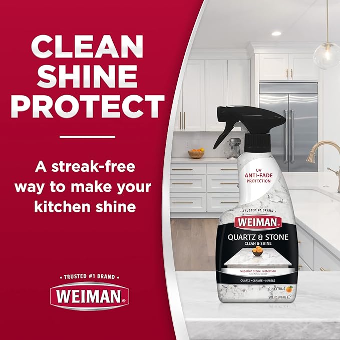 Weiman Quartz Countertop Cleaner and Polish (2 Pack w/Micro Towel) Clean and Shine Your Quartz Countertops Islands and Stone Surfaces with Ultra Violet Protection