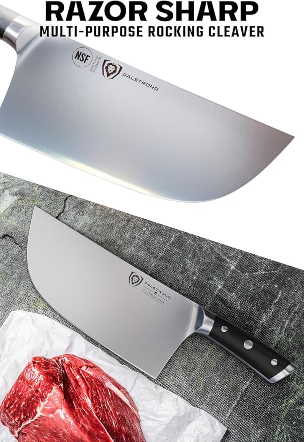 Dalstrong Meat Cleaver Knife-9"- Gladiator Series-'The Ravager'-Heavy Duty Butcher Kitchen Knife Gift-Forged High Carbon German Steel-BBQ, Meat Knife-w/Sheath-NSF Certified