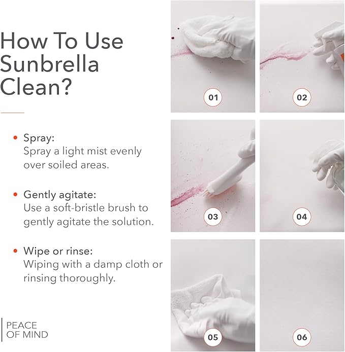 Sunbrella Clean Multi-Purpose Fabric Cleaner | All-in-One Solution for Water-Safe Fabrics and Vinyl | Upholstery Cleaner, Removes Stains & Spills | Non-PFAS | 32 fl oz
