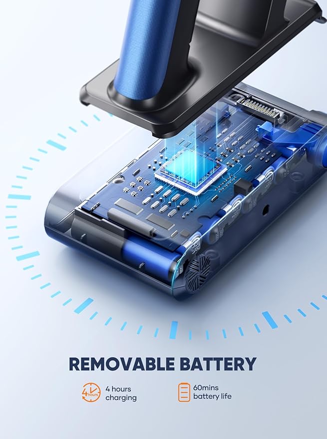 Cordless Vacuum Cleaner, 45KPA 550W Vacuum Cleaners for Home, Stick Vacuum with Color Touch Display, Intelligent Auto Mode, Up to 60Mins, Handheld Vacuum Cleaners for Hardwood Floor Carpet Pet Hair