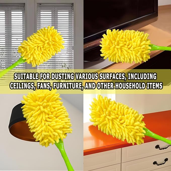 4Pack Reusable Duster Compatible with Swiffer (Handle is Not Included) Microfiber 360 Heavy Duty Dusters Refills Washable Duster Pads for Cleaning Ceiling Fan Window