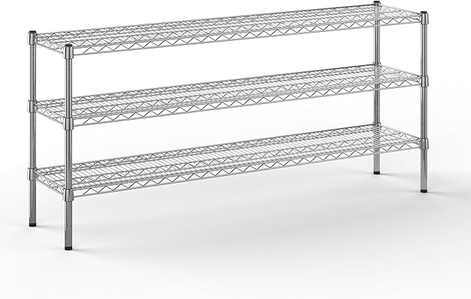 14" Deep x 60" Wide x 27" Height Wire Shelving Kit | 3-Tier | NSF Commercial Storage Rack Unit