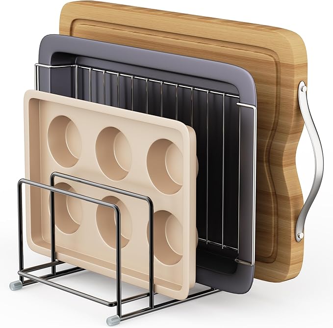 Cutting Board Organizer-1.6in Wide Kitchen Cutting Board Holder Stand for Pan,Baking Sheets,Cookie Sheets with 4 Slots,Baking Sheet Oragnizer(1PC-Medium)