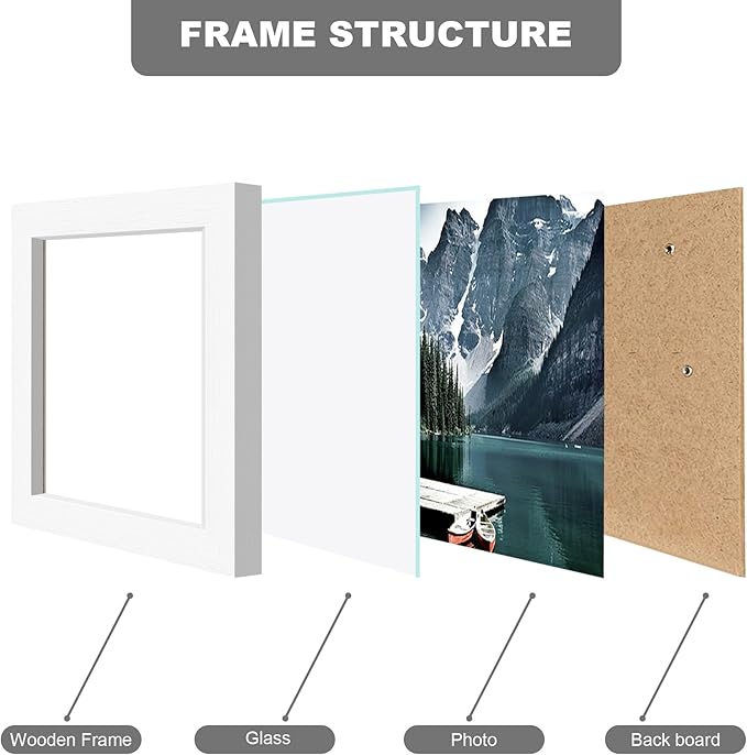 4x5 Picture Frame - Made of Real Glass and White Wooden Frame, 4 by 5 small Photo for Wall or Tabletop Display, 1 Pack