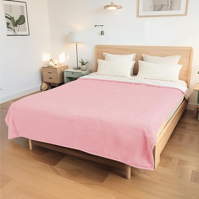 Electric Heated Blanket King Size 90"x100" - Coral Fleece & Sherpa Fabric Dual-Sided, 4 Heat Settings & 10 Hours Auto Off, Soft Warming Throw for Home, Office, or Bed, Machine Washable, Light Pink