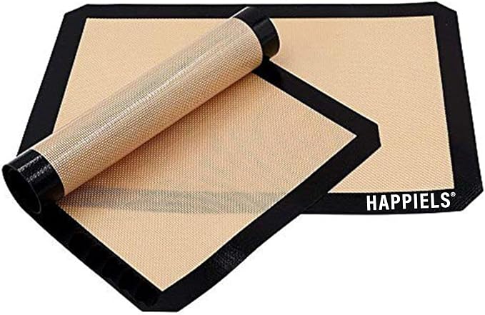 HAPPIELS NonStick Baking Mats for 15 inch Sheets 2-Pack | Silicone Nonstick Baking Mats 10 x 15 inches | Cookie Sheet Mat 10x15 | | Silicon Mats 15x10 in