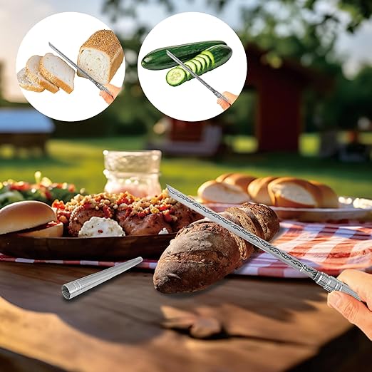 2 PCS Stainless Steel Blade, Outdoor Portable Stainless Steel Mini Stick Fruit Knife, All Steel Fancy Letter Opener Envelope, Multipurpose Survival Tactical Knife 9.5 Inch